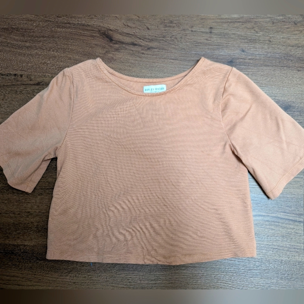 Ripley Rader Ponte Knit Short Sleeve Crop Top Size 3/Medium Salmon
